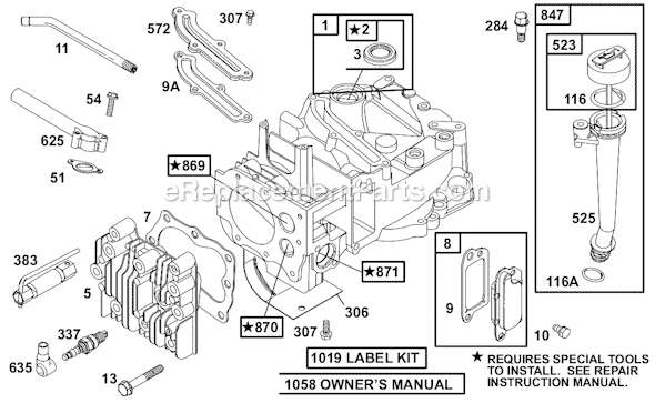 Page A Diagram and Parts List for 12B800SERIES  Briggs and Stratton Engine